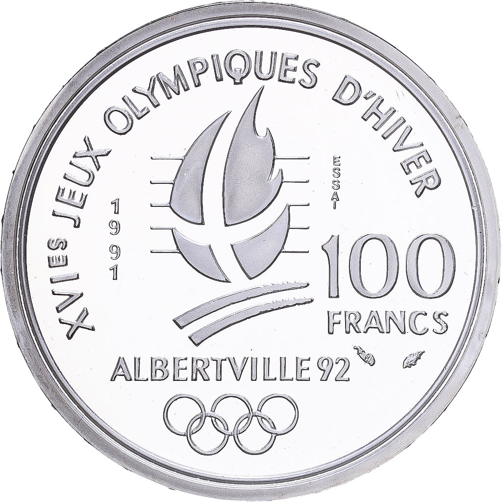 França, 100 Francs, 1992 Olympics, Albertville, Pierre de Coubertin, 1991, MDP