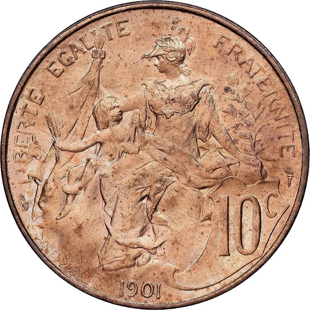 Frankreich, 10 Centimes, Daniel-Dupuis, 1901, MDP, Bronze, UNZ, Gadoury:277