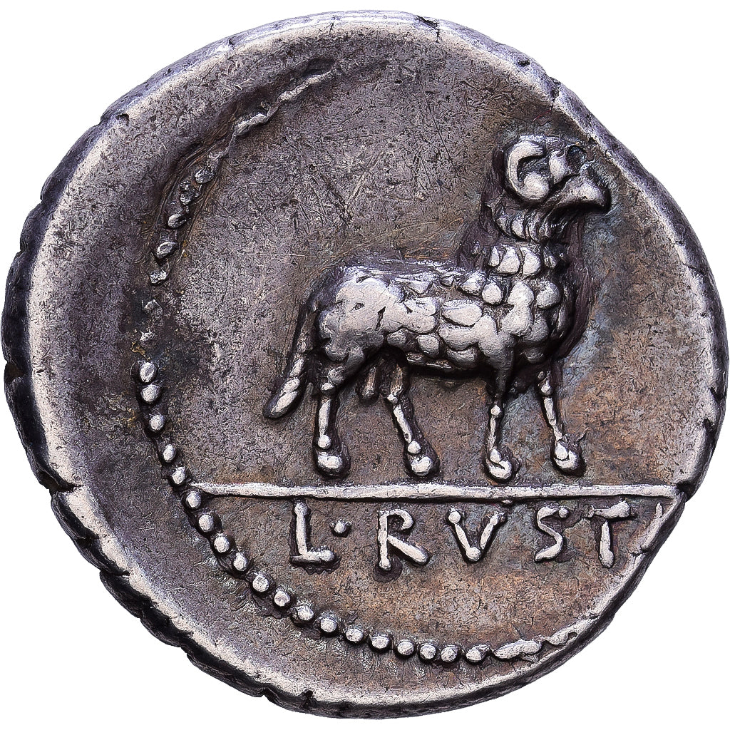 Roman Republic, Rustia, Denarius, 76 BC, Rome, Plata, MBC+, Crawford:389/1