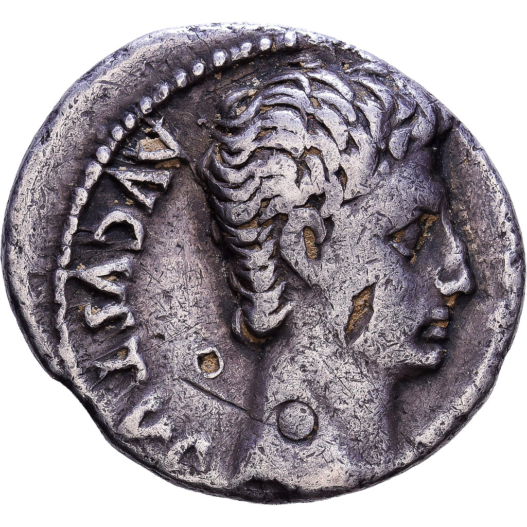 Roman Empire, Augustus, Denarius, 15-13 BC, Lyon - Lugdunum, Prata, EF(40-45)