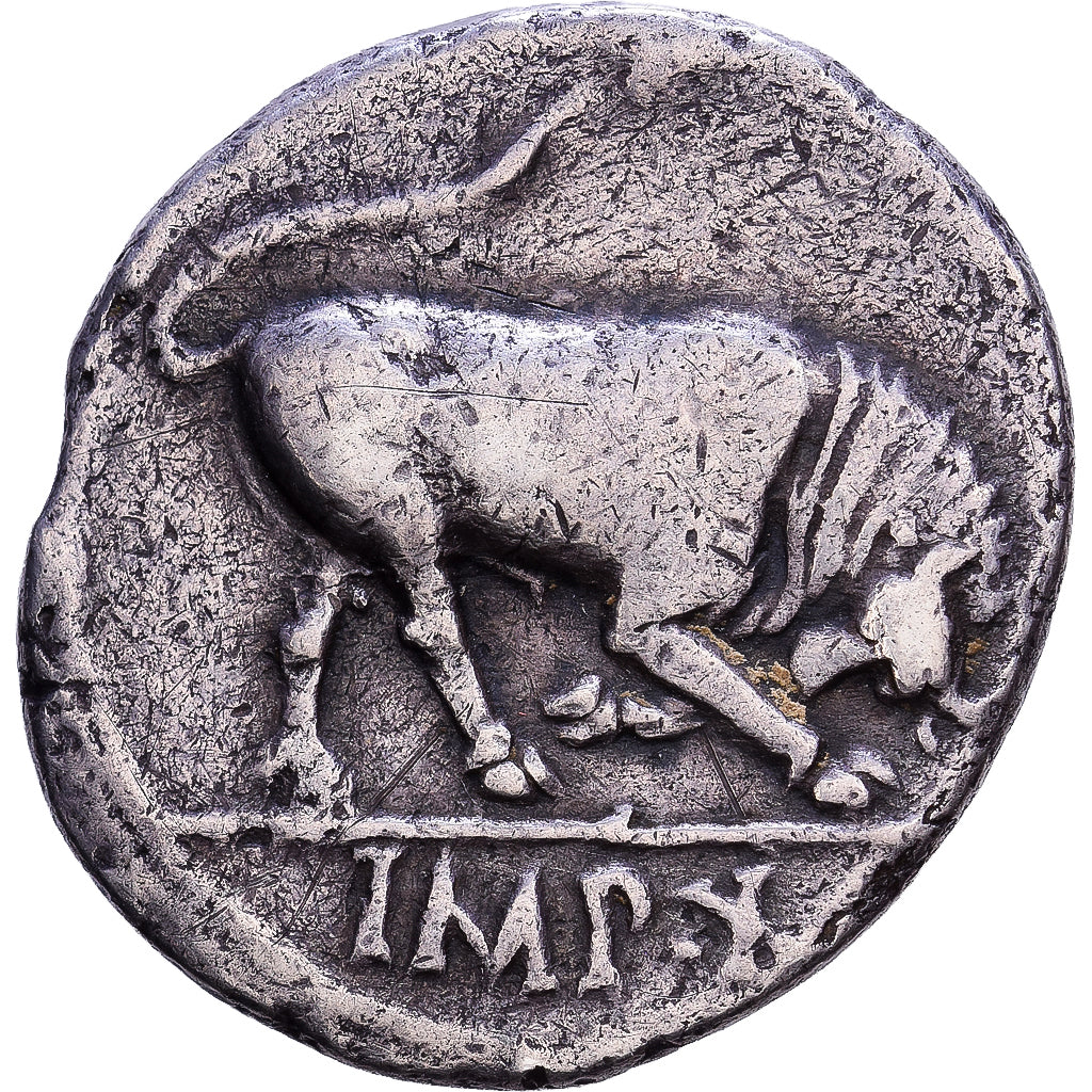 Roman Empire, Augustus, Denarius, 15-13 BC, Lyon - Lugdunum, Prata, EF(40-45)