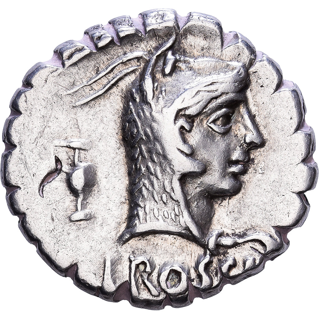 Roman Republic, Roscia, Denarius Serratus, 64 BC, Rome, Prata, EF(40-45)