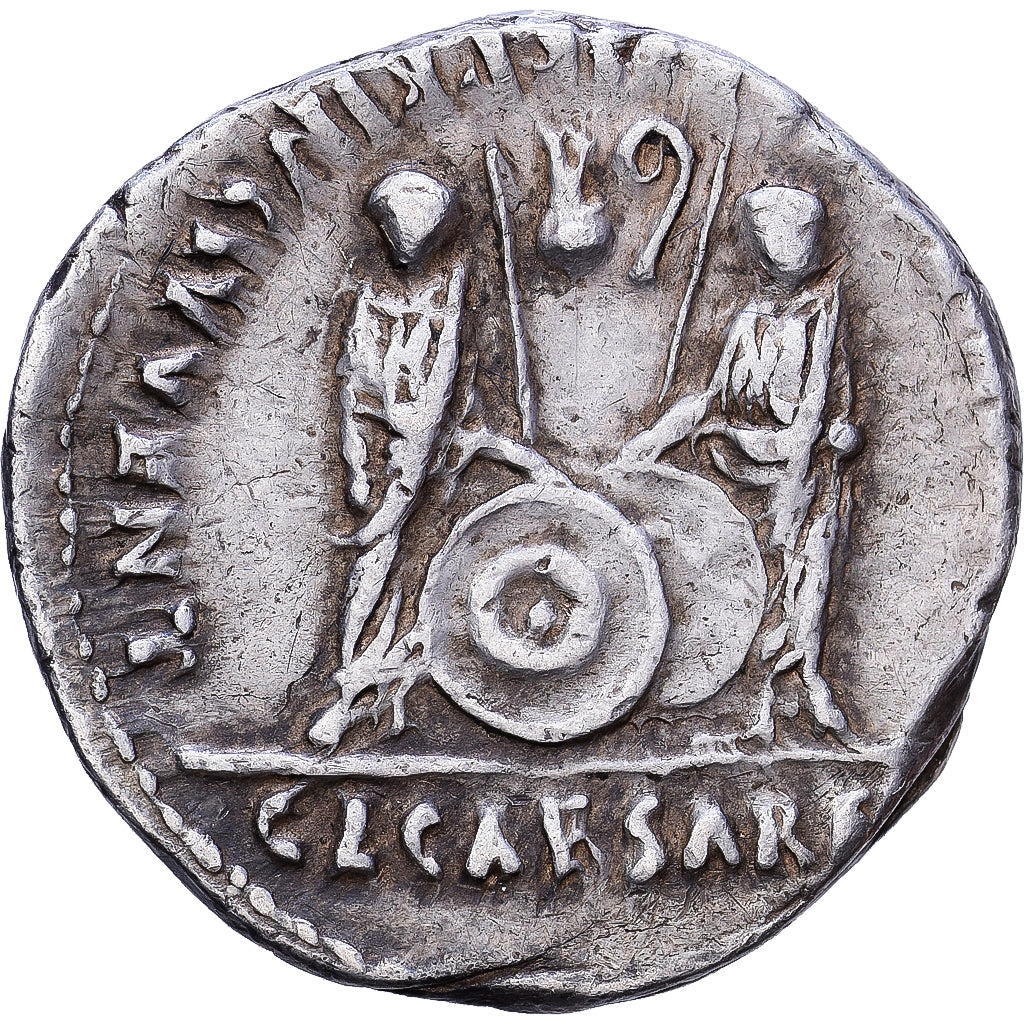 Roman Empire, Auguste, Denarius, 2 BC-AD 12, Lyon - Lugdunum, Plata, MBC+
