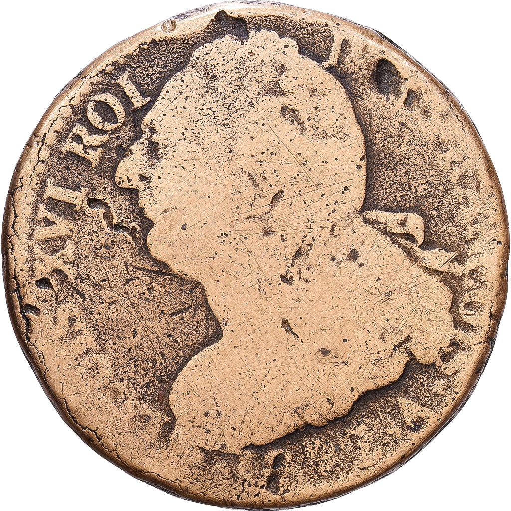 Francia, Constitution, 2 sols François, 1792, Paris, Métal de cloche, BC