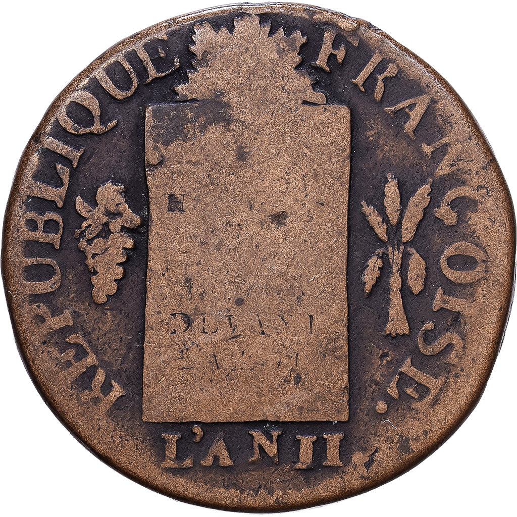 Francia, Convention, Sol à la balance Françoise, 1793 / AN II, Metz, Métal de