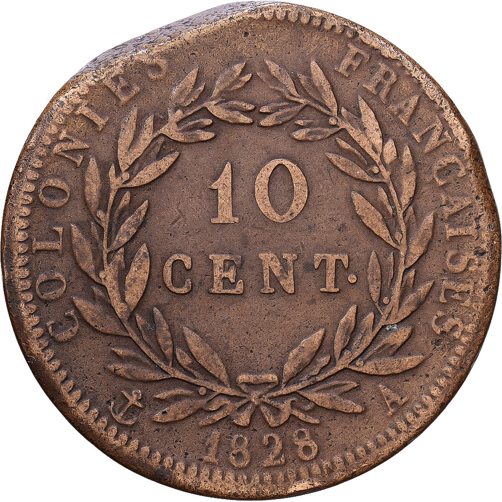 France, Charles X, 10 Centimes, 1828, Paris, Bronze, VF(30-35), KM:11.1