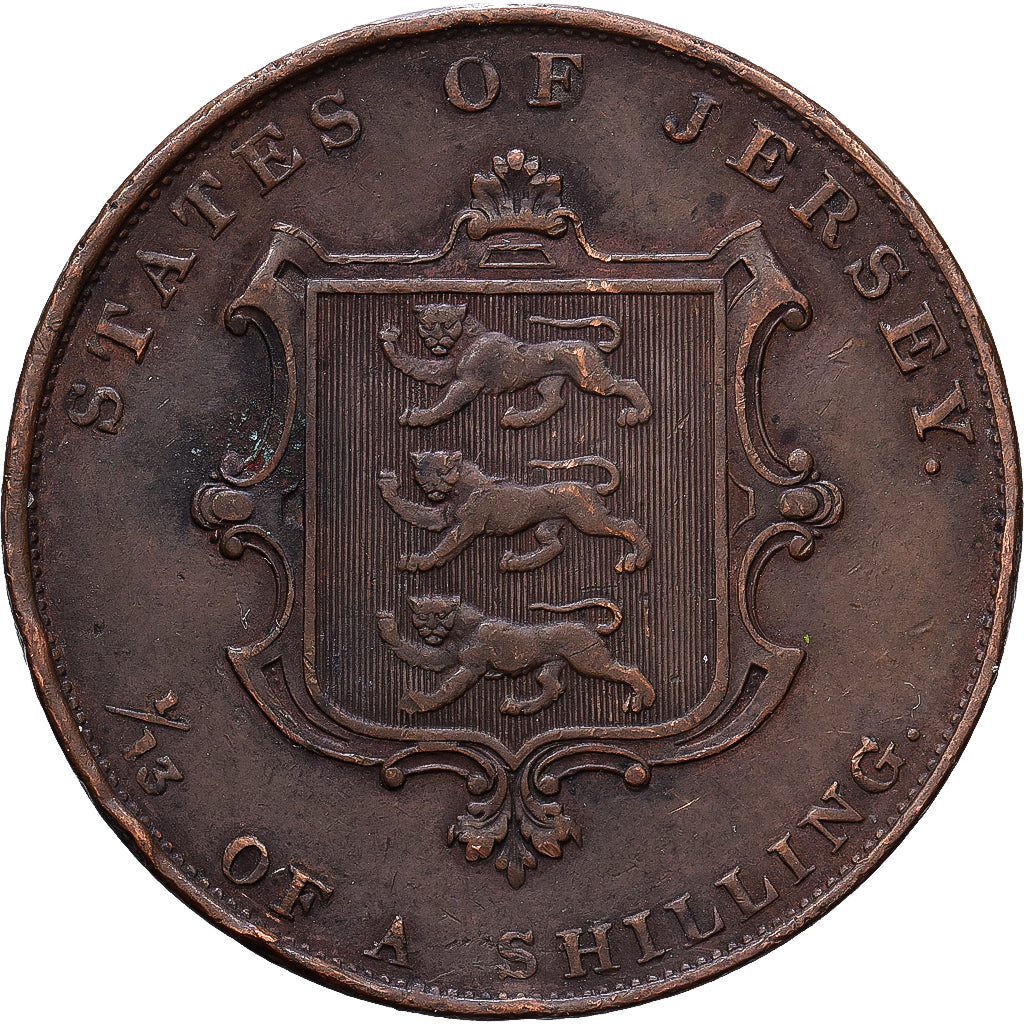 Jersey, Victoria, 1/13 Shilling, 1841, Kupfer, SS, KM:3