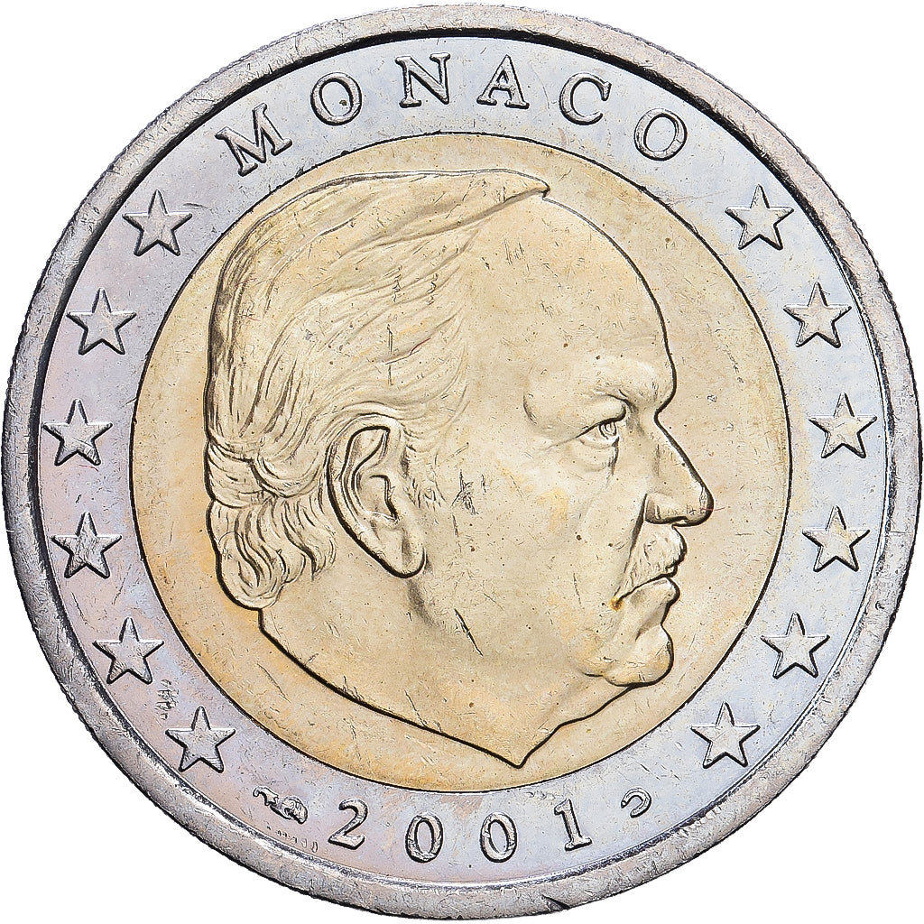 Monaco, Rainier III, 2 Euro, 2001, MDP, Bi-Metallic, EF(40-45), KM:186