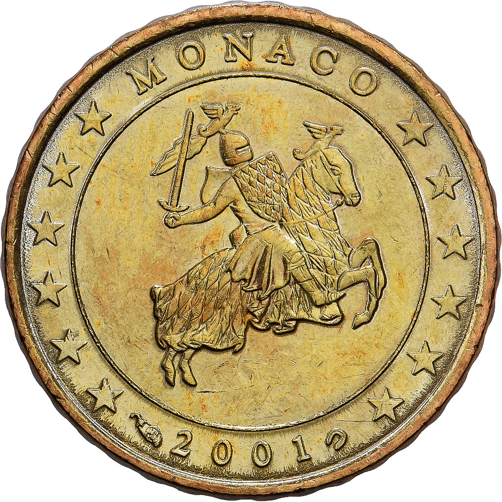 Mónaco, Rainier III, 10 Euro Cent, 2001, MDP, Nordic gold, MBC+, KM:170