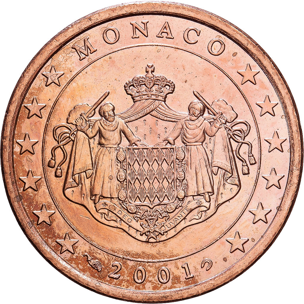 Monaco, Rainier III, 5 Euro Cent, 2001, MDP, Copper Plated Steel, AU(55-58)