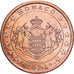 Monaco, Rainier III, 5 Euro Cent, 2001, MDP, Copper Plated Steel, AU(55-58)