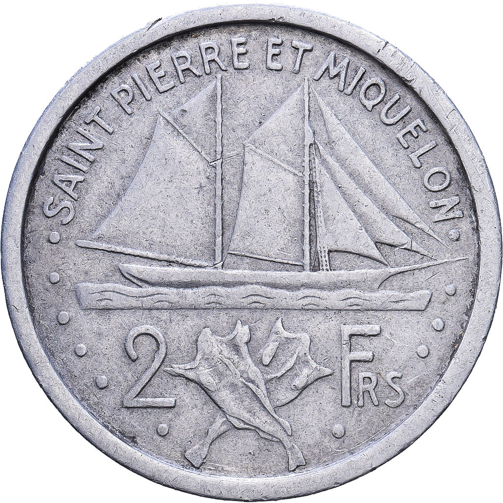 Saint Pierre and Miquelon, 2 Francs, 1948, MDP, Aluminum, VF(30-35), KM:2