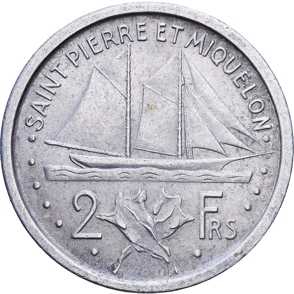 Saint Pierre and Miquelon, 2 Francs, 1948, MDP, Aluminum, EF(40-45), KM:2