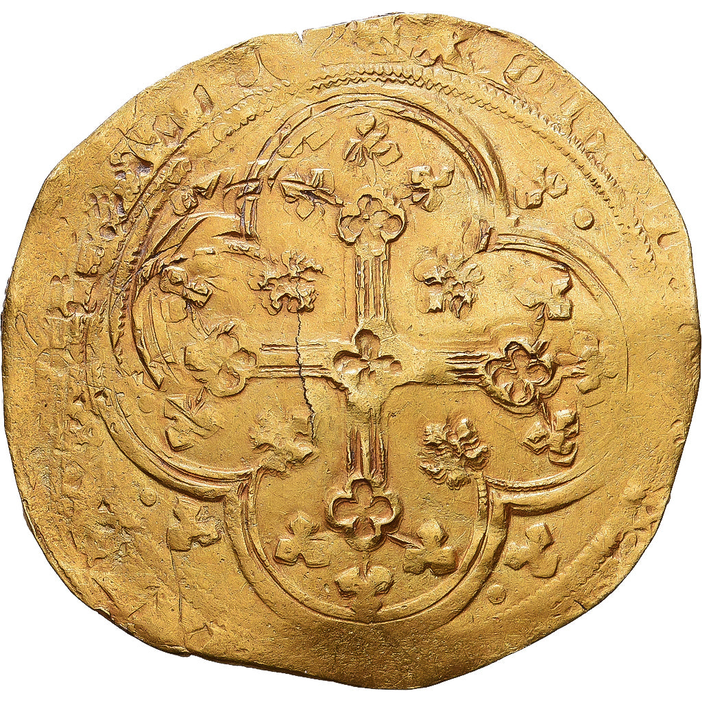 France, Jean II le Bon, Ecu d'or à la chaise, 1351, Gold, VF(20-25)