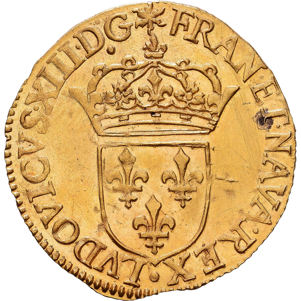 France, Louis XIII, Ecu d'or, 1633, Rouen, Or, SUP+, Gadoury:55