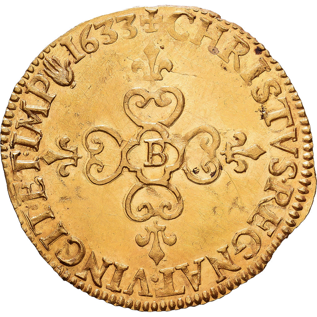 France, Louis XIII, Ecu d'or, 1633, Rouen, Or, SUP+, Gadoury:55