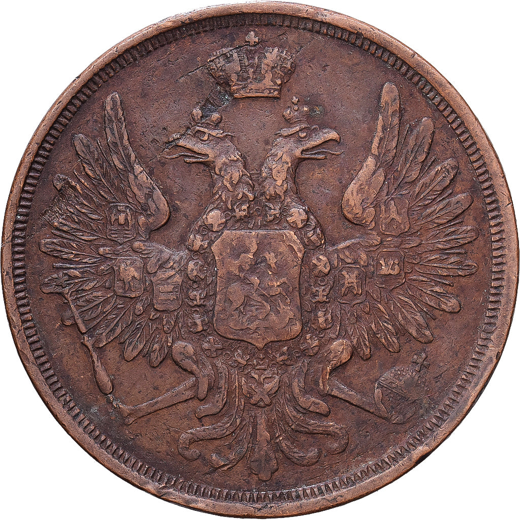 Rússia, Nicolas I, 3 Kopeks, 1852, Ekaterinbourg, Cobre, VF(30-35)