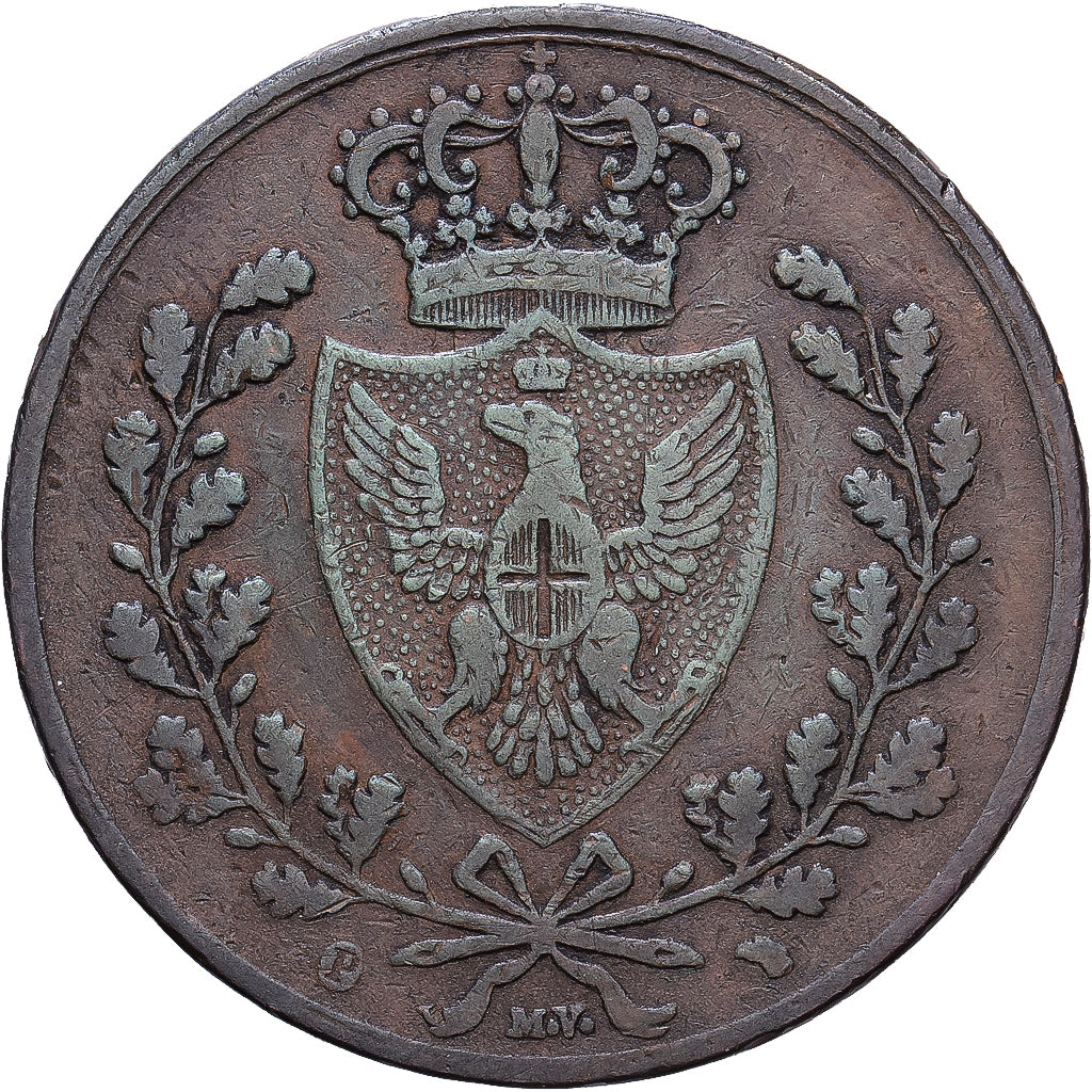 Kingdom of Sardinia, Charles Felix, 5 Centesimi, 1826, Torino, Copper