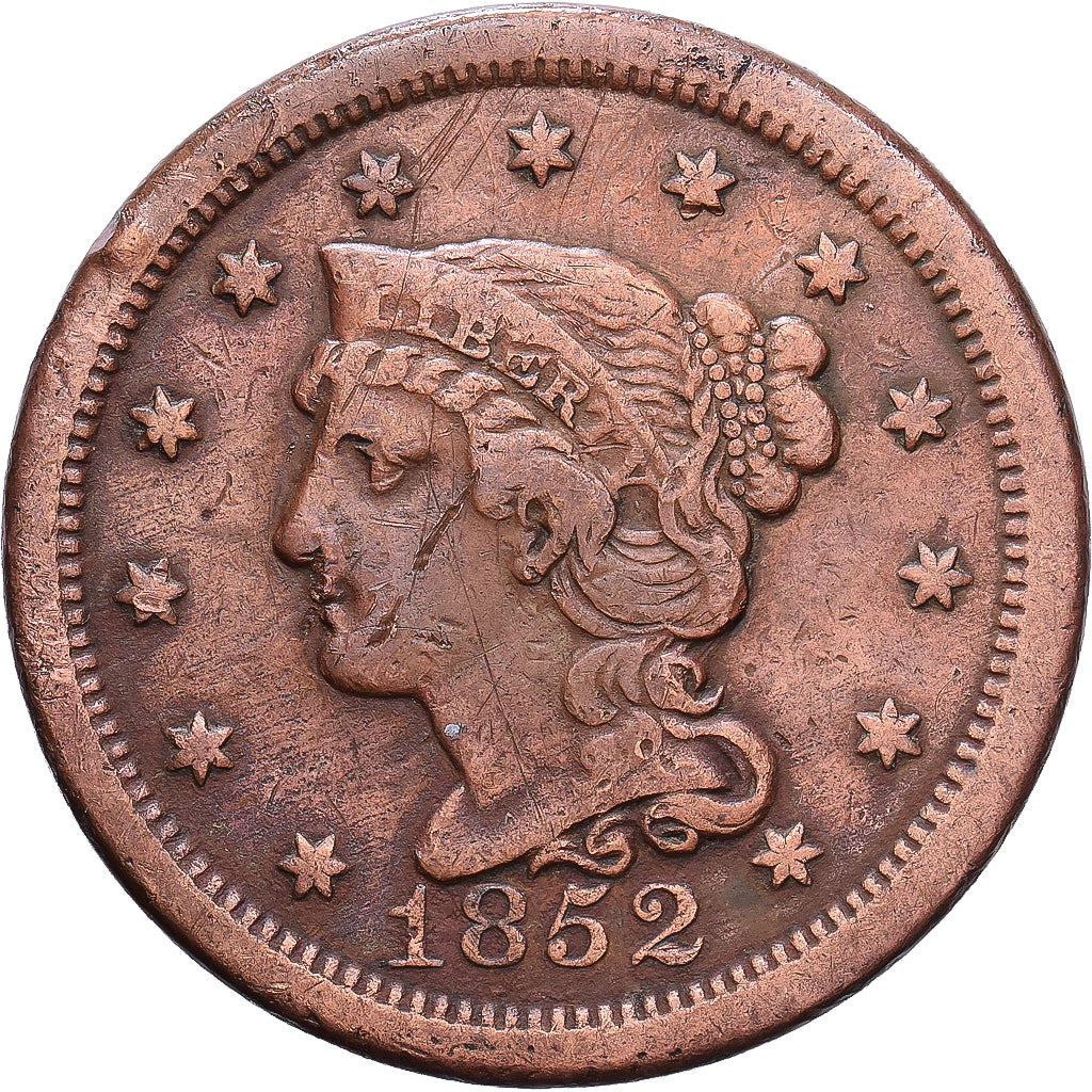 Vereinigte Staaten, 1 Cent, Braided Hair, 1852, Philadelphia, Kupfer, SS, KM:67