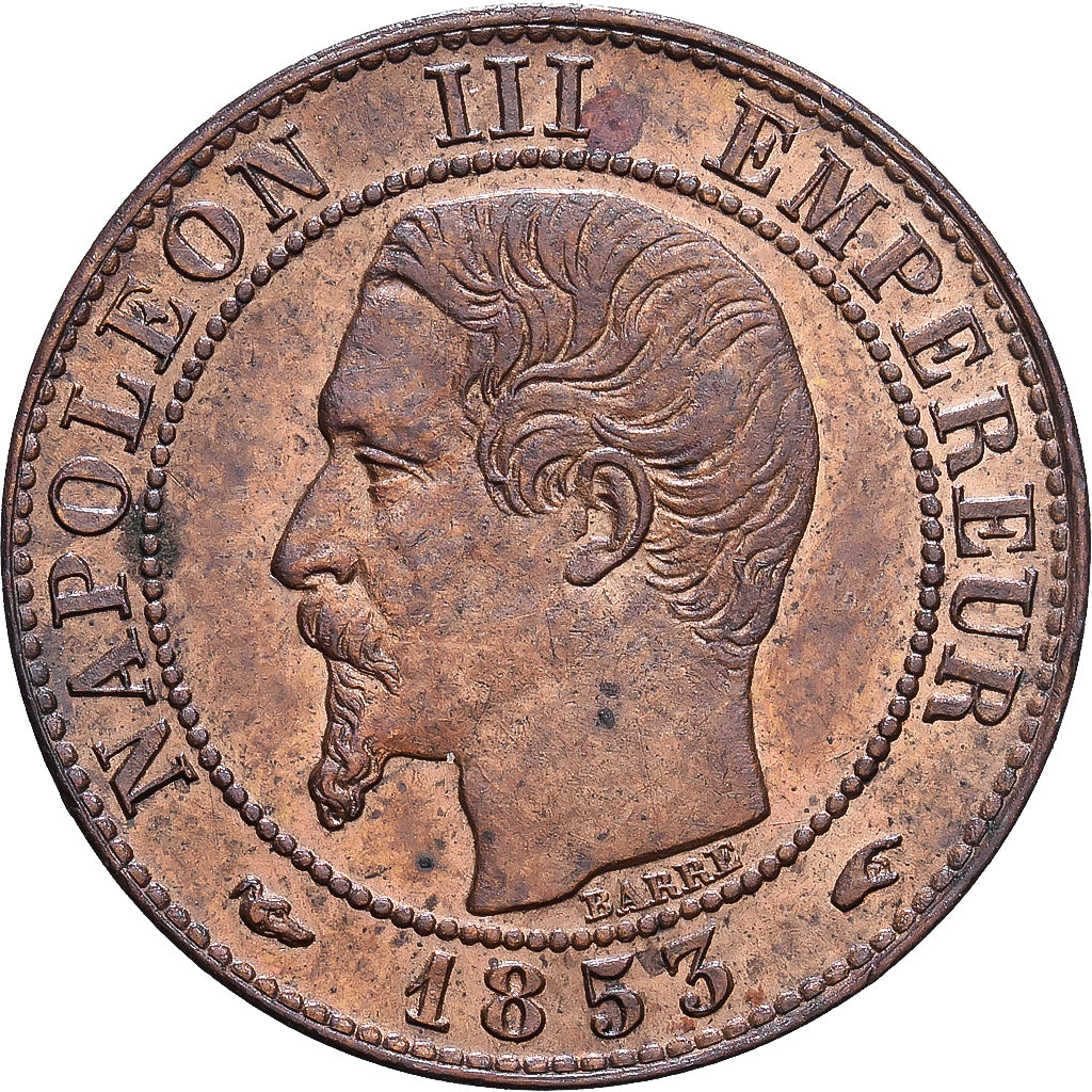 Frankreich, Napoleon III, 1 Centime, 1853, Paris, Bronze, VZ+, Gadoury:86