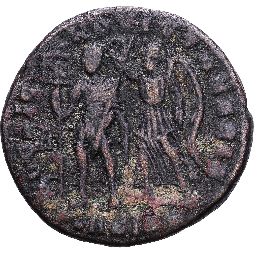 Roman Empire, Constantius II, Maiorina, 350, Siscia, Brązowy, EF(40-45)