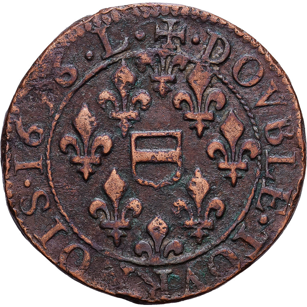 France, Maximilien Ier de Béthune, Double Tournois, 1616, Henrichemont, Bronze