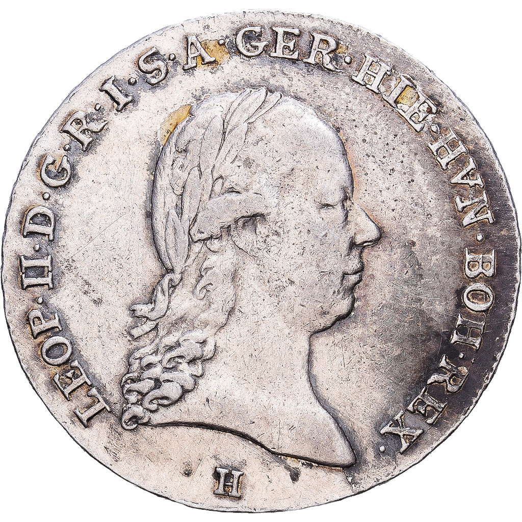 Österreich, Leopold II, 1/4 Kronenthaler, 1791, Günzburg, Silber, SS, KM:40