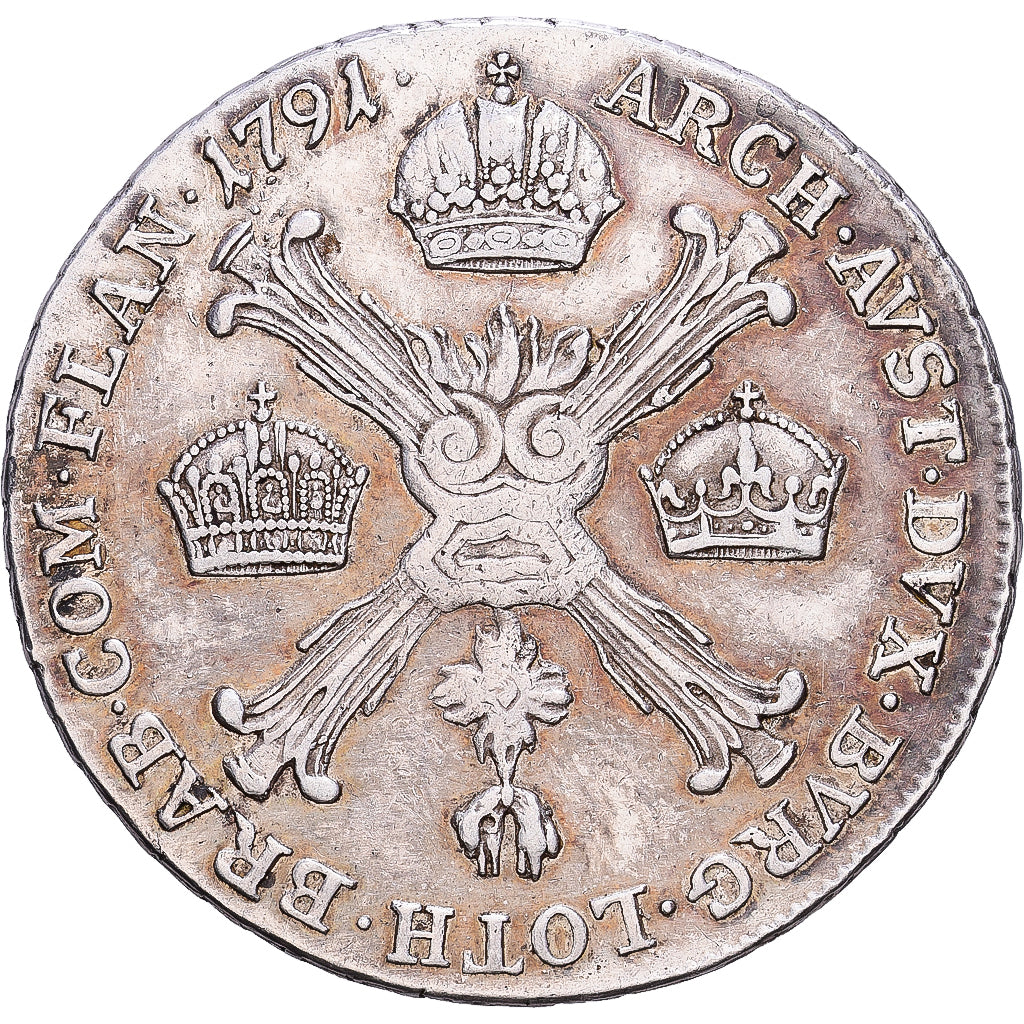 Österreich, Leopold II, 1/4 Kronenthaler, 1791, Günzburg, Silber, SS, KM:40