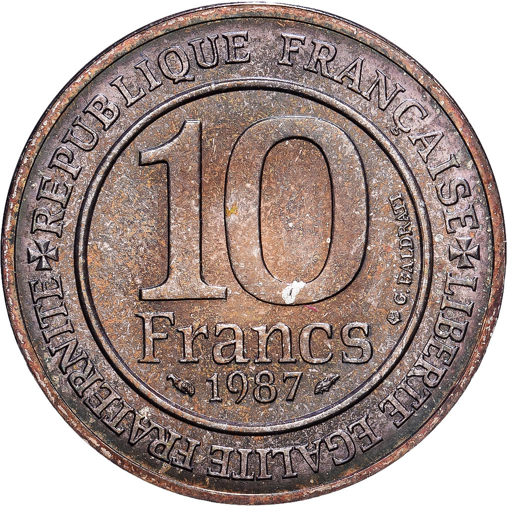 Francia, 10 Francs, 1987, MDP, MILLÉNAIRE CAPÉTIEN 1987, Argento, SPL