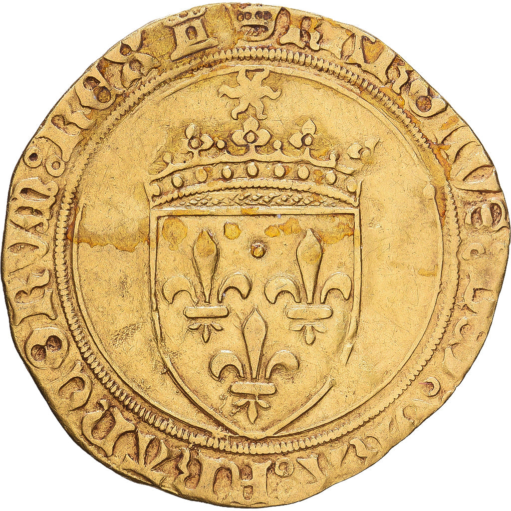 Francja, Charles VIII, Écu d'or au soleil, 1483, Tours, Złoto, EF(40-45)