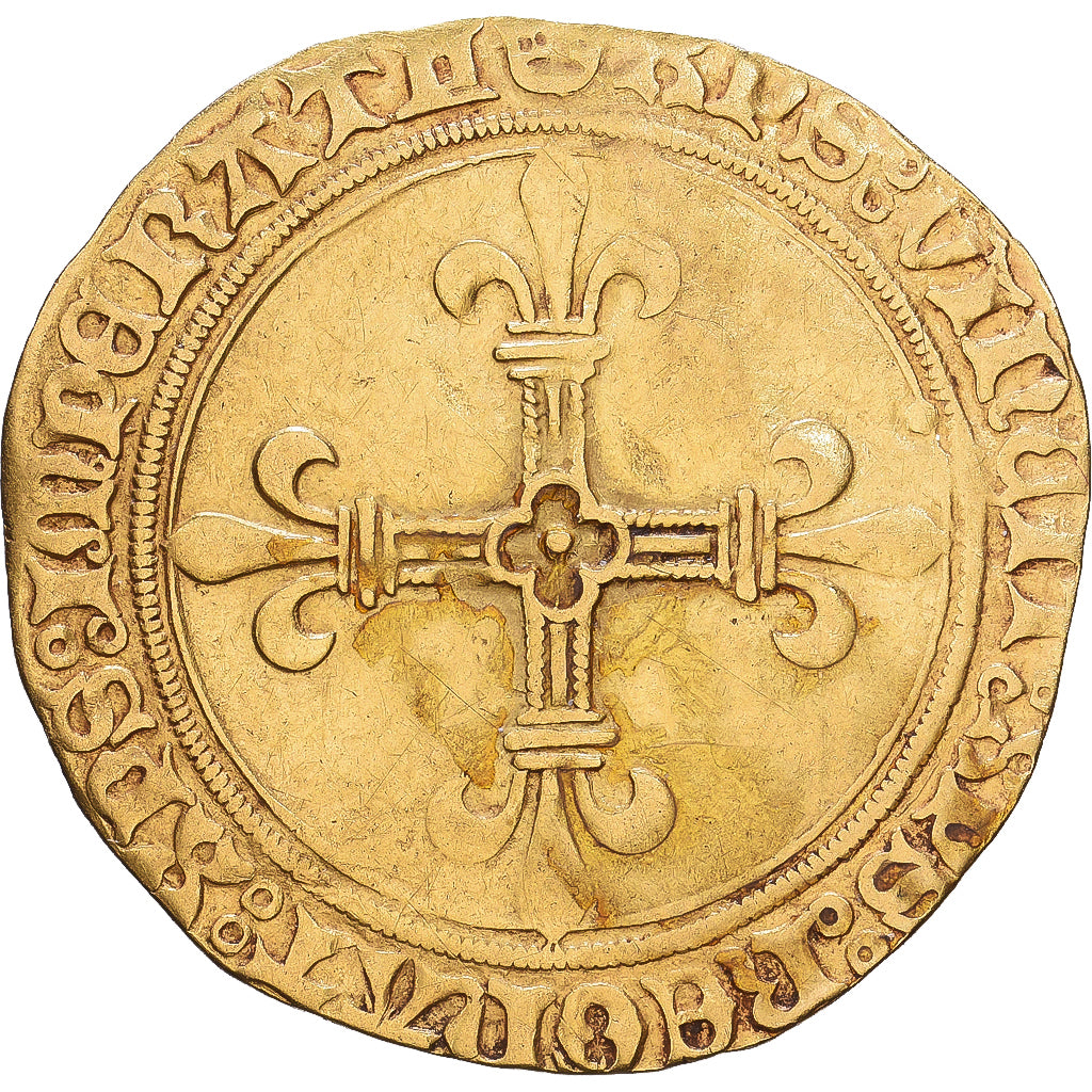 Francja, Charles VIII, Écu d'or au soleil, 1483, Tours, Złoto, EF(40-45)