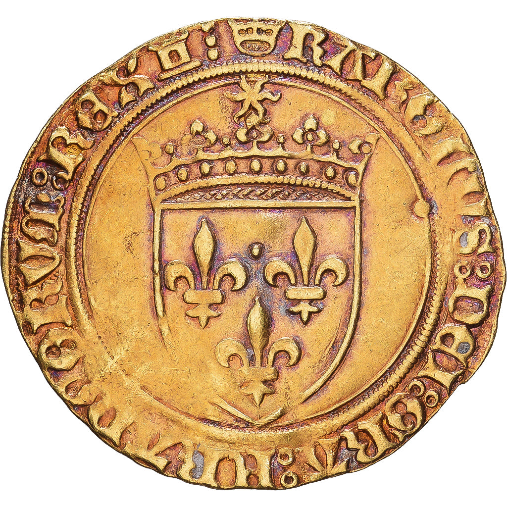Francja, Charles VIII, Écu d'or au soleil, 1483, Tours, Złoto, EF(40-45)