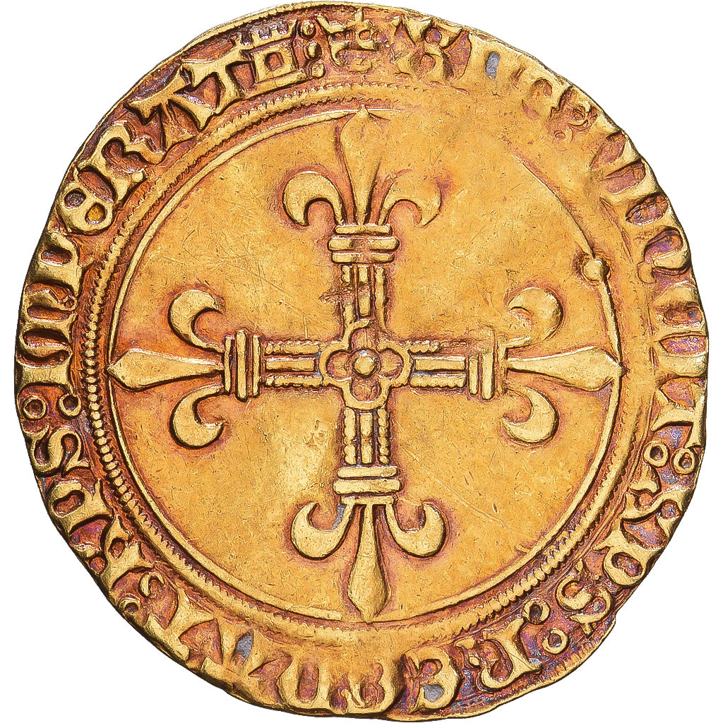Francja, Charles VIII, Écu d'or au soleil, 1483, Tours, Złoto, EF(40-45)