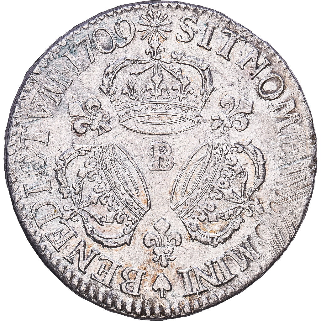 Francja, Louis XIV, Ecu aux 3 couronnes, 1709, Rouen, Srebro, AU(50-53)