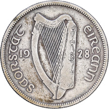 REPUBLIKA IRLANDII, 1/2 Crown, 1928, London, Srebro, VF(30-35), KM:8
