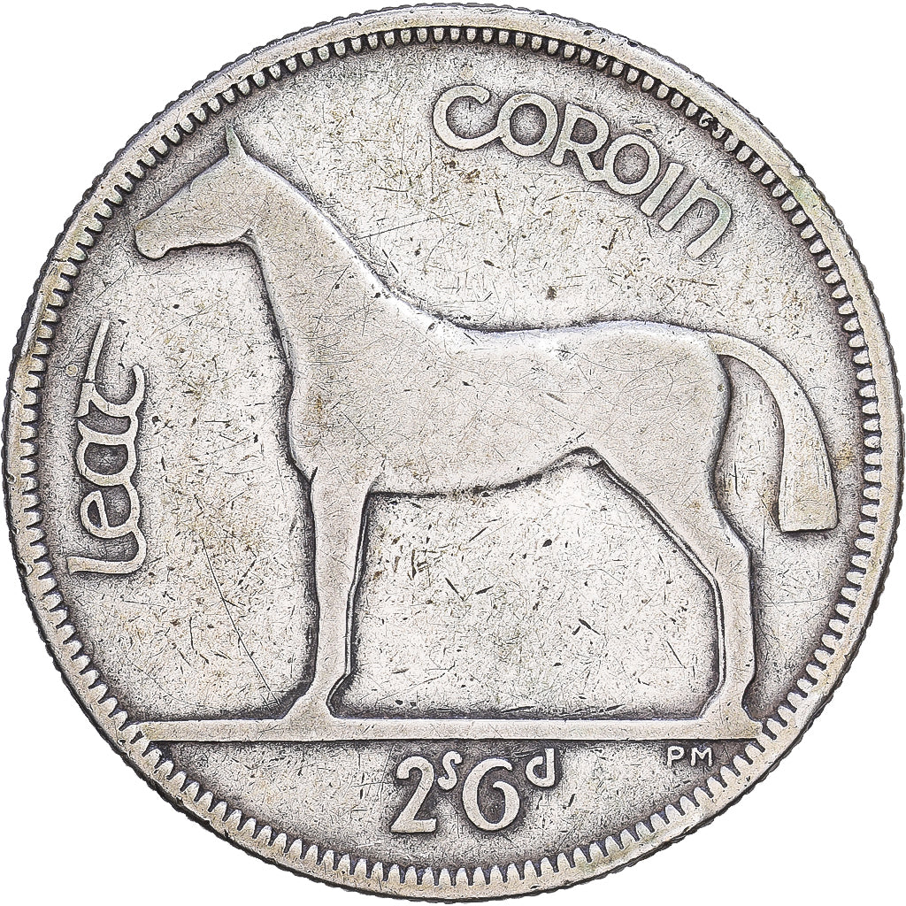 REPUBLIKA IRLANDII, 1/2 Crown, 1928, London, Srebro, VF(30-35), KM:8