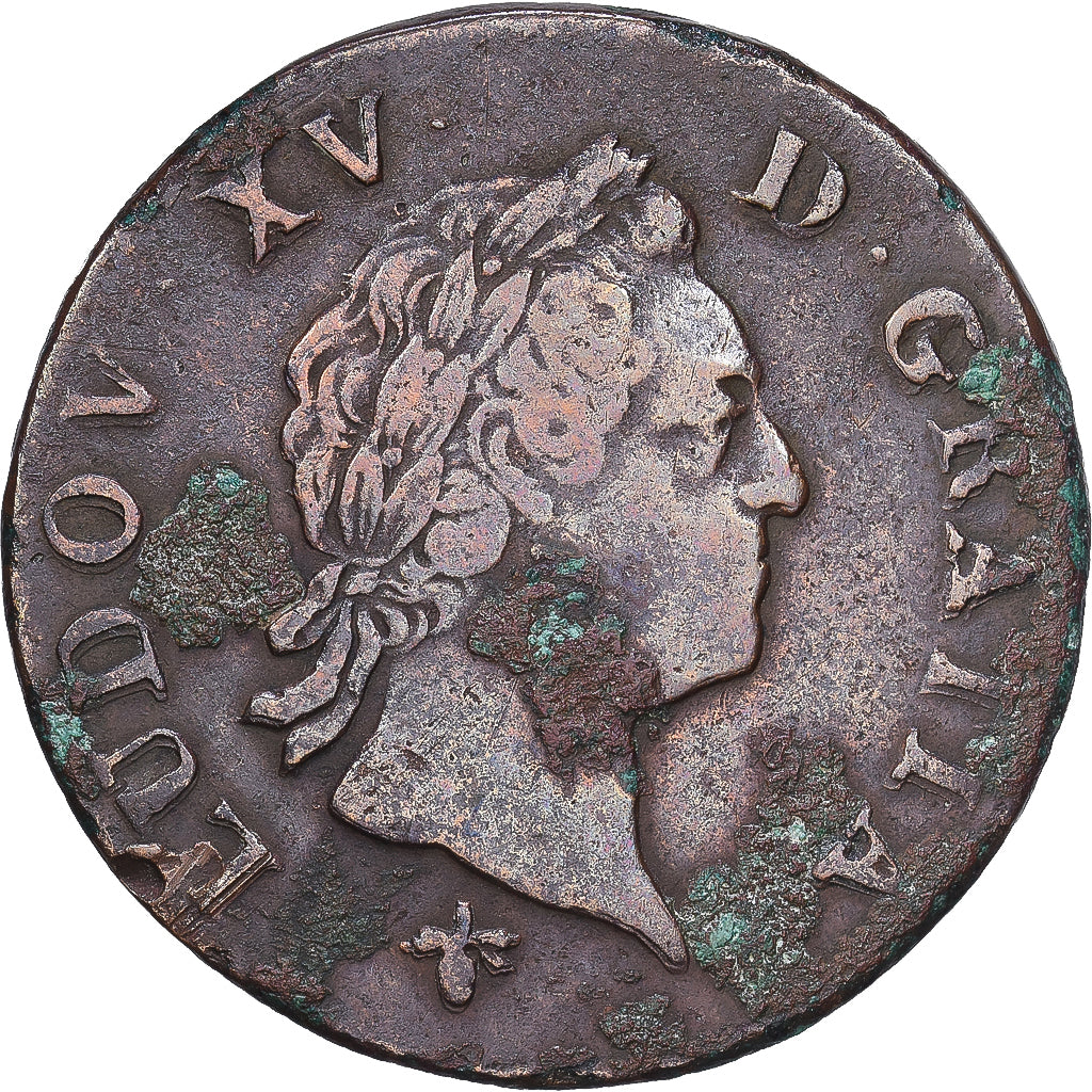 France, Louis XV, Sol à la vieille tête, 1774, La Rochelle, Bronze, EF(40-45)
