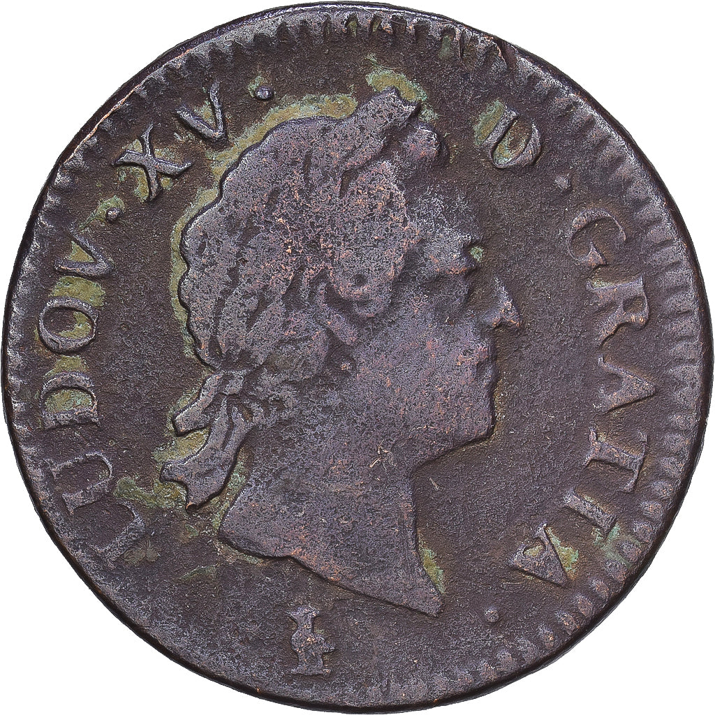 France, Louis XV, Sol à la vieille tête, 1771, Troyes, Cuivre, TB, Gadoury:280