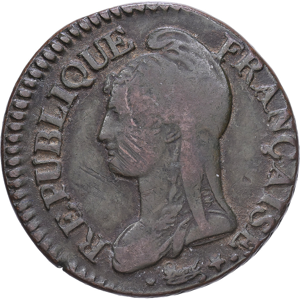 Francia, Directoire, 5 Centimes, Dupré, AN 8, Metz, Bronce, MBC, Gadoury:126a