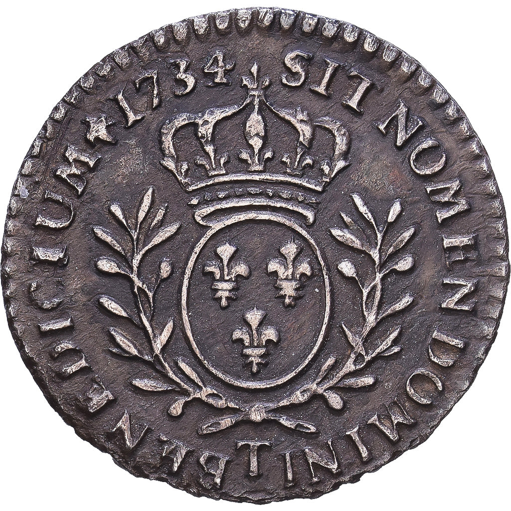 Francia, Louis XV, 1/20 Ecu aux branches d'olivier, 1734, Nantes, Plata, BC+
