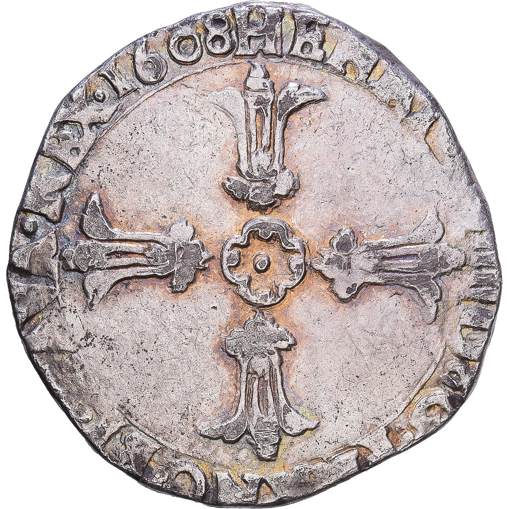 Frankreich, Henri IV, 1/4 Ecu, 1608, Bordeaux, Silber, S, Gadoury:597