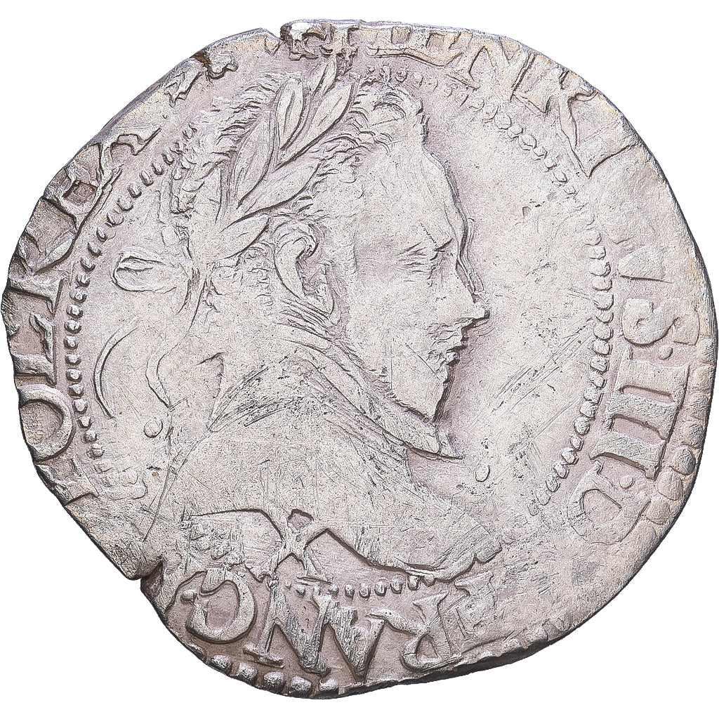 Francia, Henri III, Demi Franc, 1587, Amiens, Argento, MB, Gadoury:487