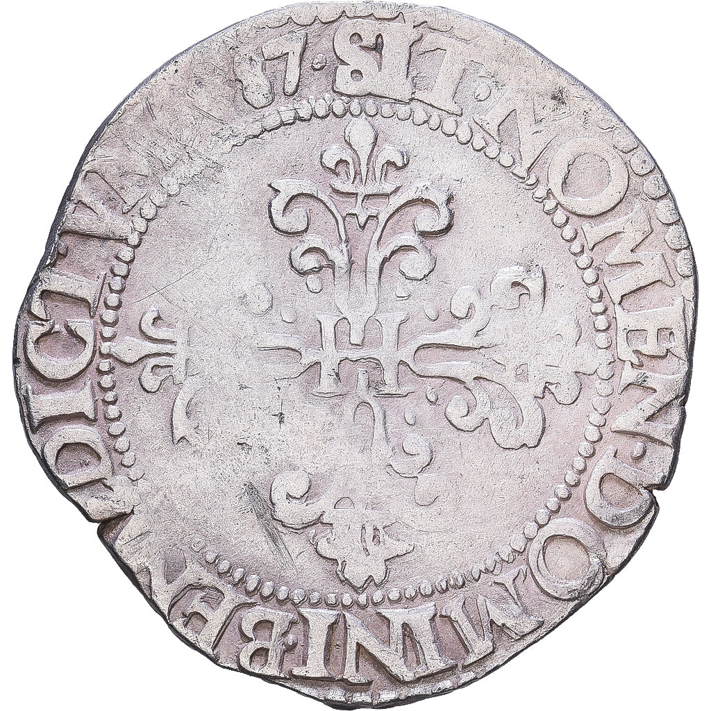 Francia, Henri III, Demi Franc, 1587, Amiens, Argento, MB, Gadoury:487