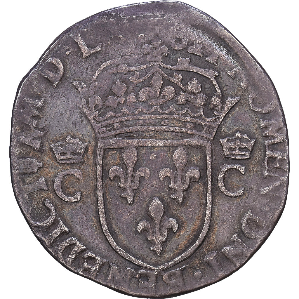 France, Charles IX, Teston aux 2 C couronnés, 1566, Nantes, Silver, VF(20-25)