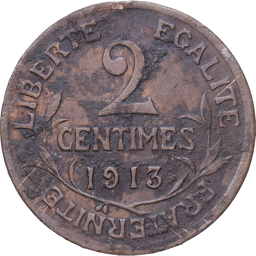 Francja, 2 Centimes, Daniel-Dupuis, 1913, MDP, Brązowy, VF(30-35), Gadoury:107