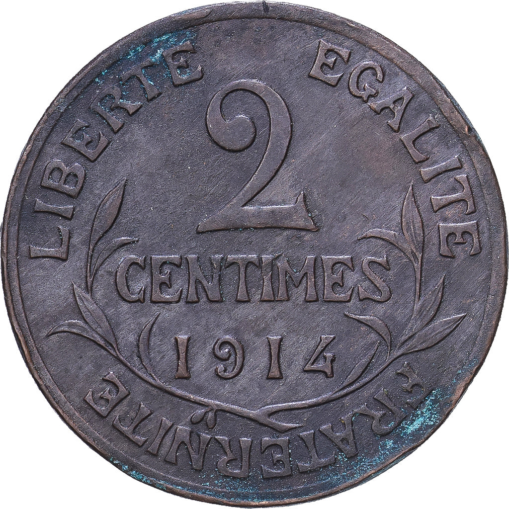 Frankreich, 2 Centimes, Daniel-Dupuis, 1914, MDP, Bronze, S, Gadoury:107
