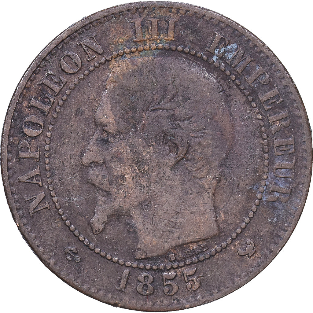 Frankreich, Napoleon III, 2 Centimes, 1855, Lille, Bronze, S, Gadoury:104