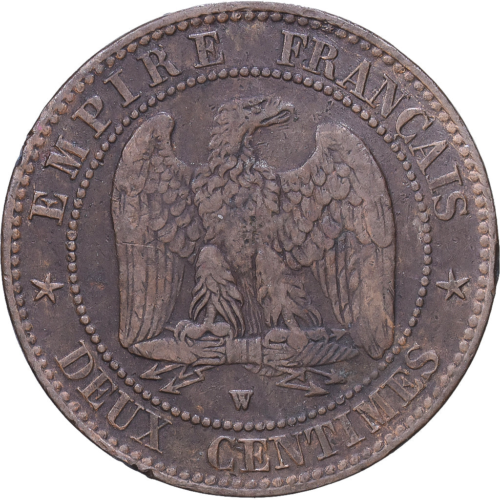 Frankreich, Napoleon III, 2 Centimes, 1855, Lille, Bronze, S, Gadoury:104