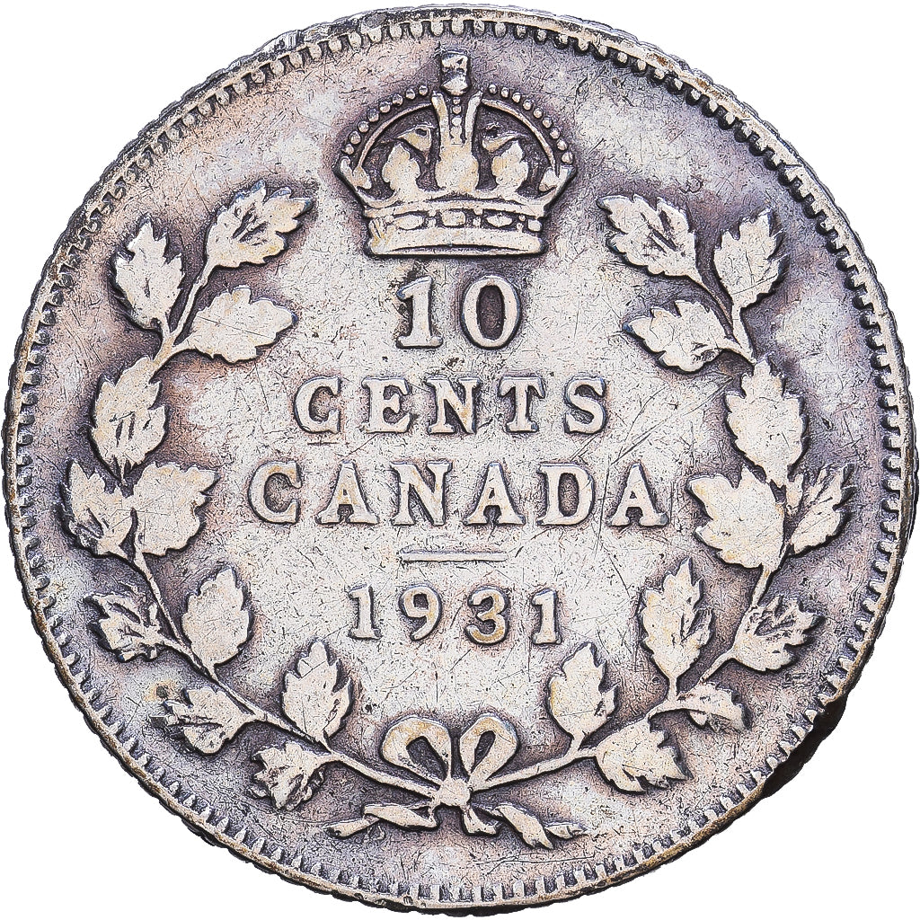 Canadá, George V, 10 Cents, 1931, Royal Canadian Mint, Prata, VF(20-25), KM:23a