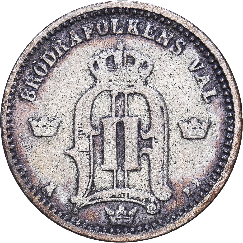Sweden, Oscar II, 25 Öre, 1877, Kungsholmen, Silver, VF(20-25), KM:738
